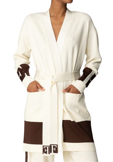 Viscose cardigan with shiny bands ELISABETTA FRANCHI | sweaters | MK02S56E2EG2